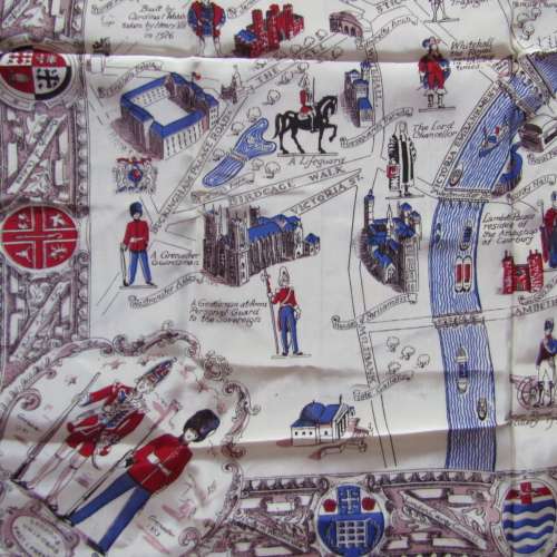 Vintage Map of London silk scarf - 76 cm x 80 cm
