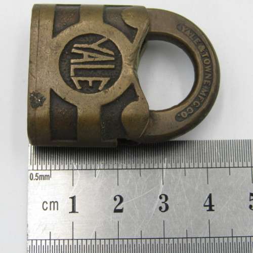 Vintage small brass YALE padlock with key