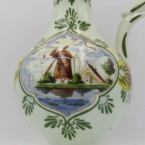 Vintage Coloured Delft Blue porcelain pitcher