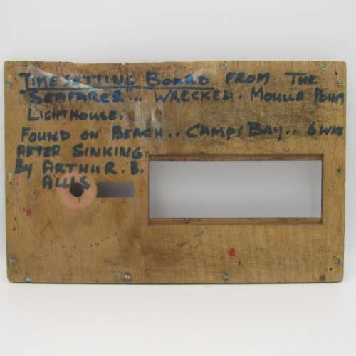 Time setting board from the Seafarer wrecked at Moulle Point