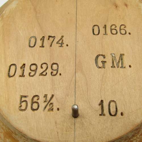 Antique wooden hat form with various markings
