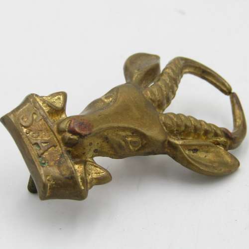 Set of SA Infantry brass cap and collar badges
