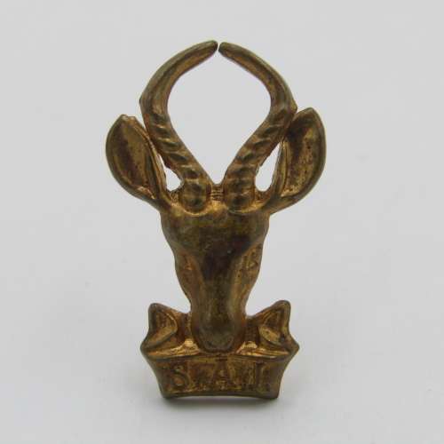 Set of SA Infantry brass cap and collar badges