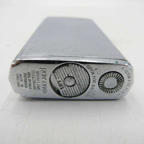 Pair of Ronson Varaflame Electronic pocket lighters - one with SA Airways logo on pouch