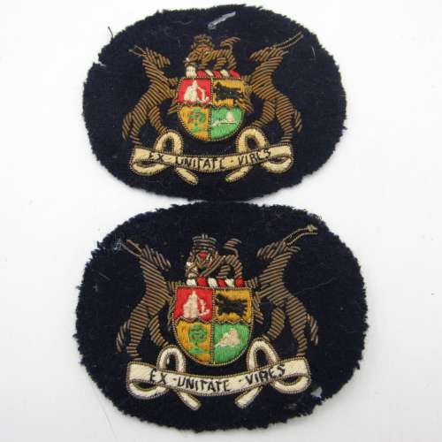 Pair of SA Navy bullion wire warrant officer badges