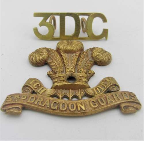 Royal 3rd Dragon Guards cap badge with shoulder title