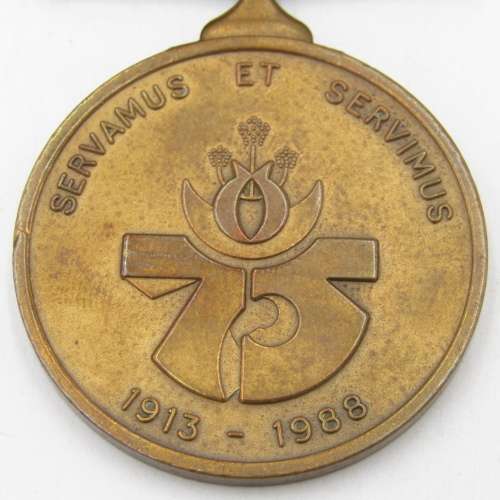 SA Police 75 Years commemorative medal issued to 064717R warrant officer GM Knoetze