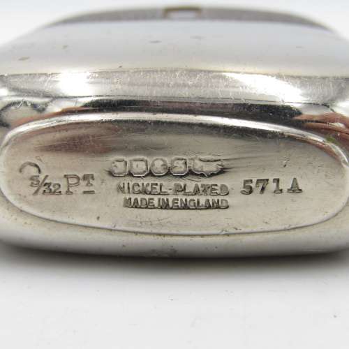 Antique Nickel Plated and glass hipflask with leather cladding