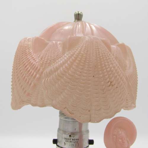 Vintage Pink Glass lady Boudoir table lamp with trinket holder - needs re-wiring - some chips