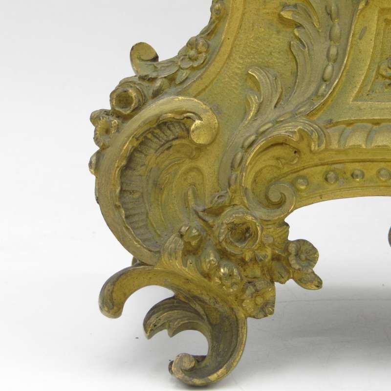 Antique French brass clock with mother and boys under tree