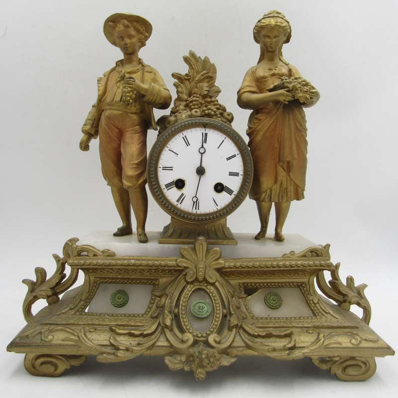 1880`s French Bronze Vintners mantel clock