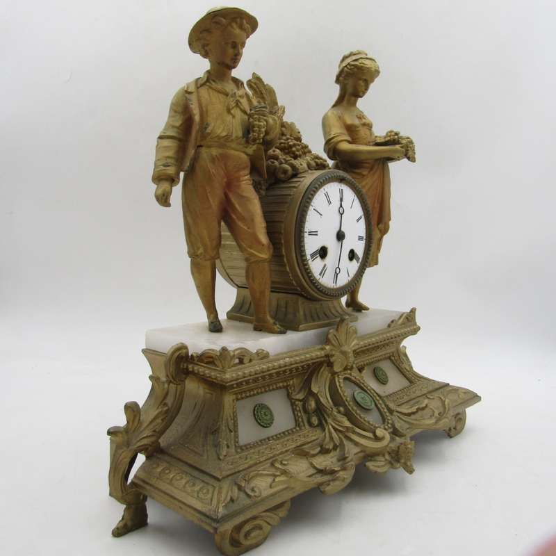 1880`s French Bronze Vintners mantel clock