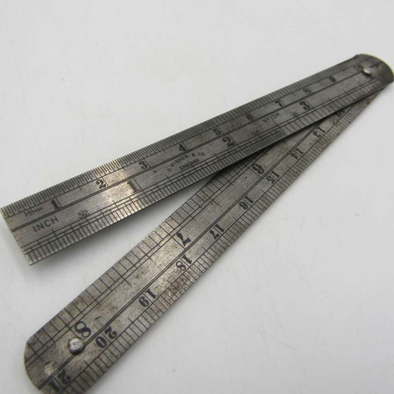 Vintage Foldable metal 12 inch ruler in pouch