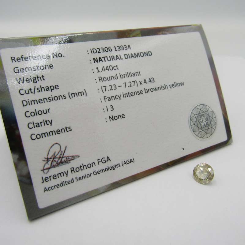 Natural Round Brilliant diamond of 1,440ct with GEMLAB certificate