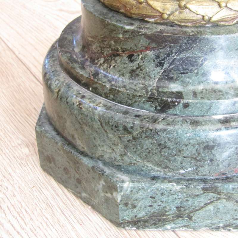 Antique French Ormolu urn clock with stone base