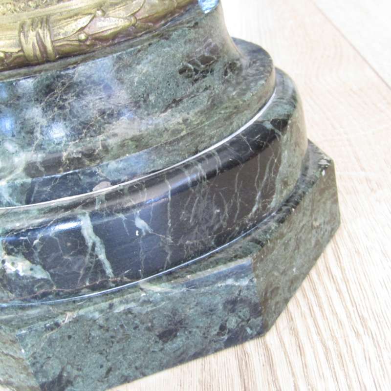 Antique French Ormolu urn clock with stone base