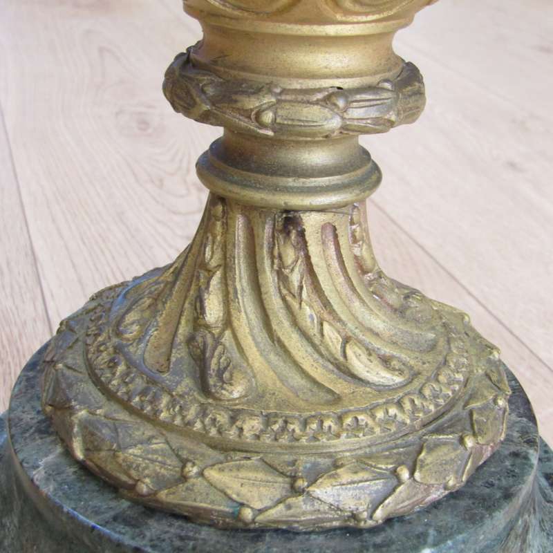 Antique French Ormolu urn clock with stone base