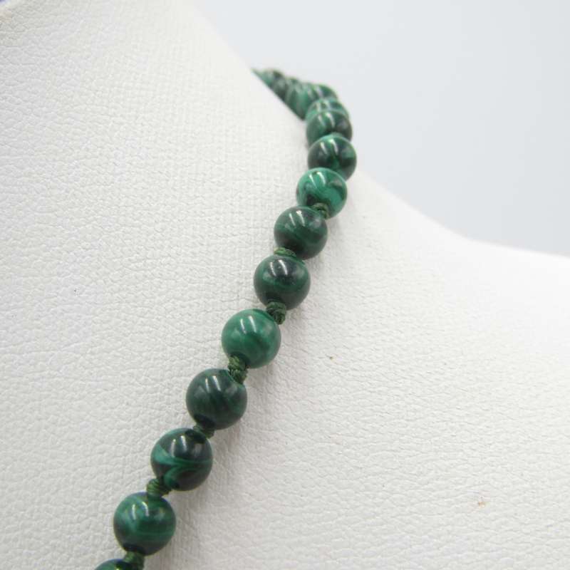 Vintage Malachite necklace with 14kt gold beads and clasp