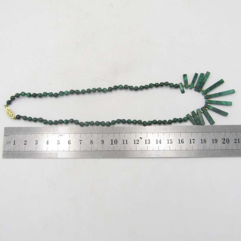 Vintage Malachite necklace with 14kt gold beads and clasp