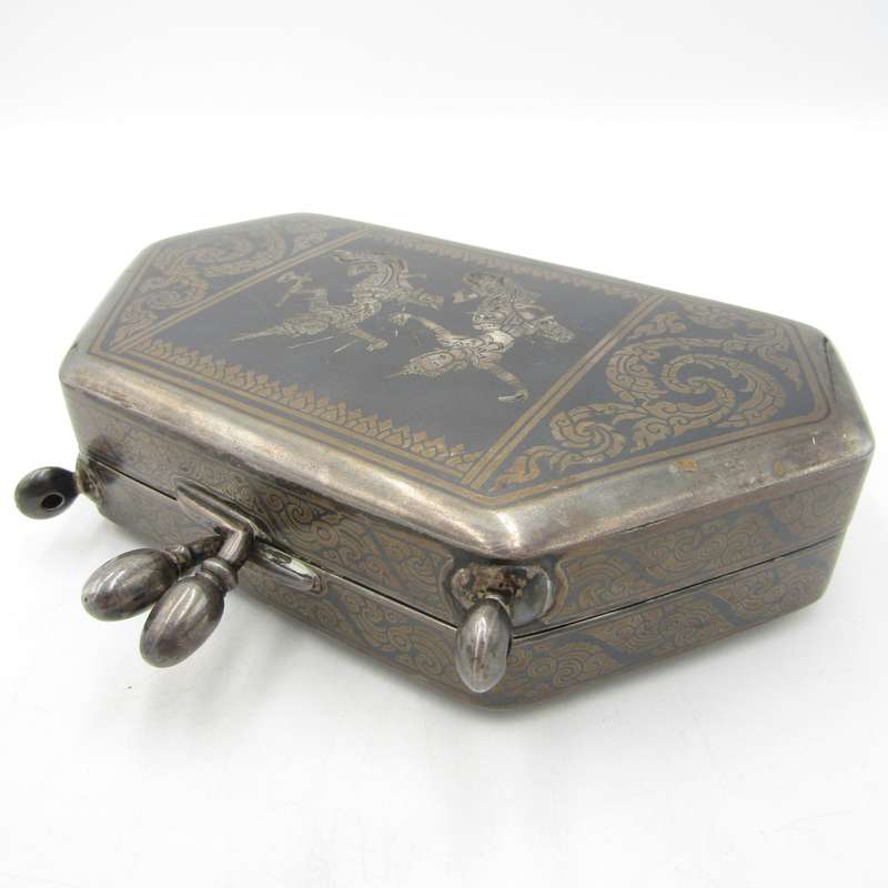 Vintage Siam Sterling silver jewellery box with jewellery