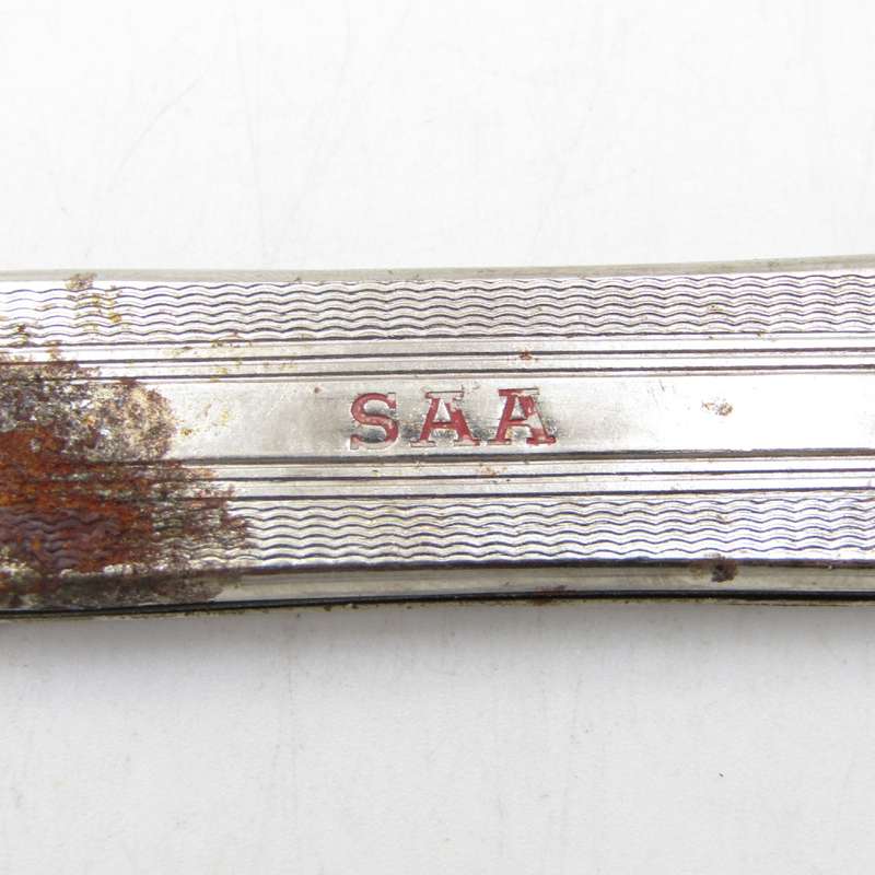 Vintage pocket knife marked S.A.A - SA Airways - rusted on side