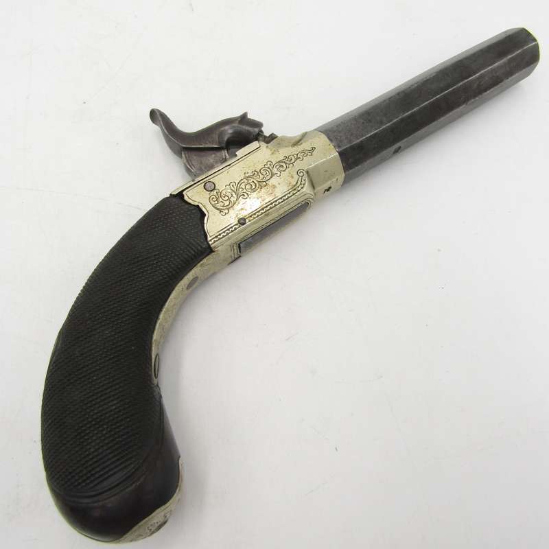 Antique muzzleloader percussion cap pocket pistol with markings