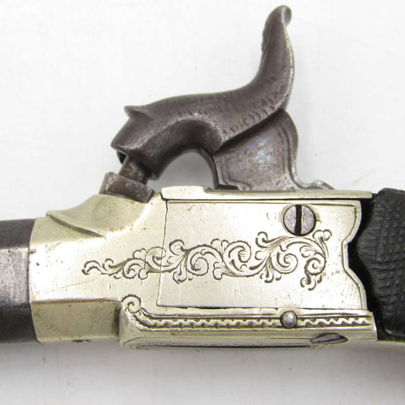 Antique muzzleloader percussion cap pocket pistol with markings