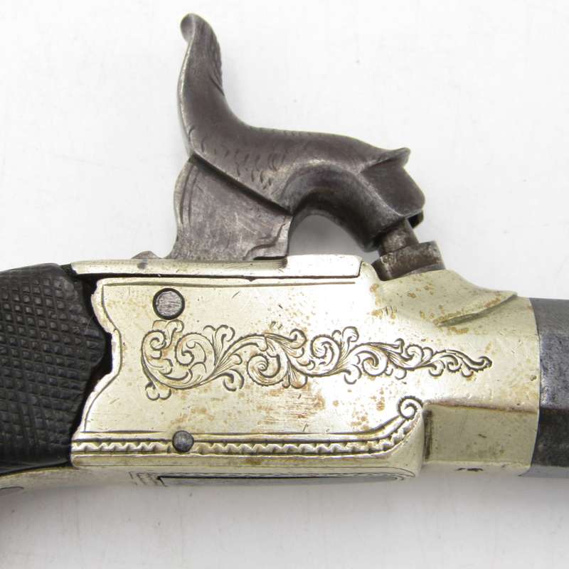 Antique muzzleloader percussion cap pocket pistol with markings