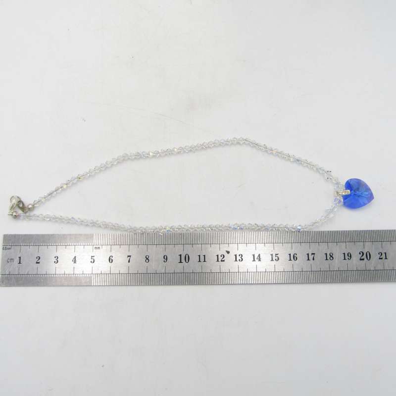 Crystal necklace vintage with blue heart pendant