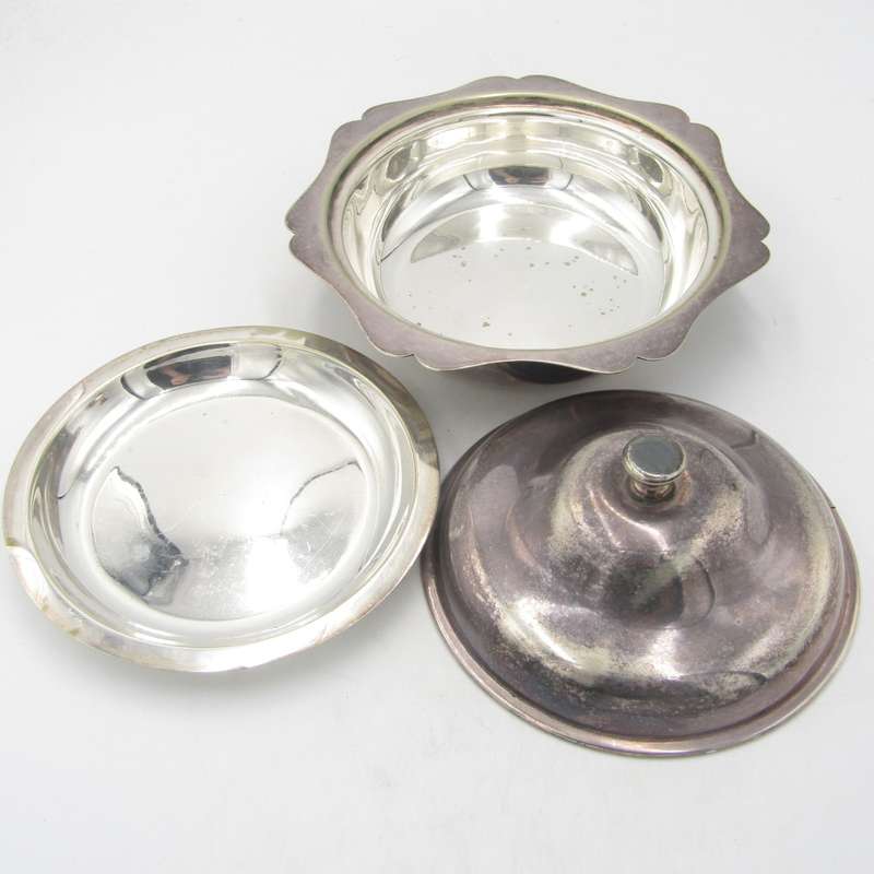 Vintage Silverplated butter dish with lid and hot water tray