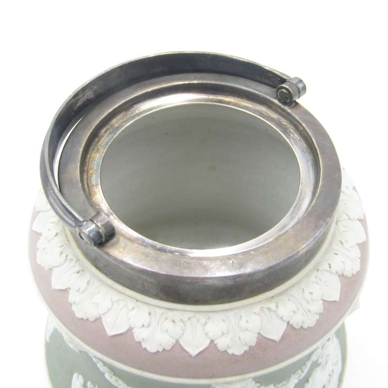 Vintage Wedgwood Jasperware tri-colour jam jar with Mappin and Webb top and lid - rare