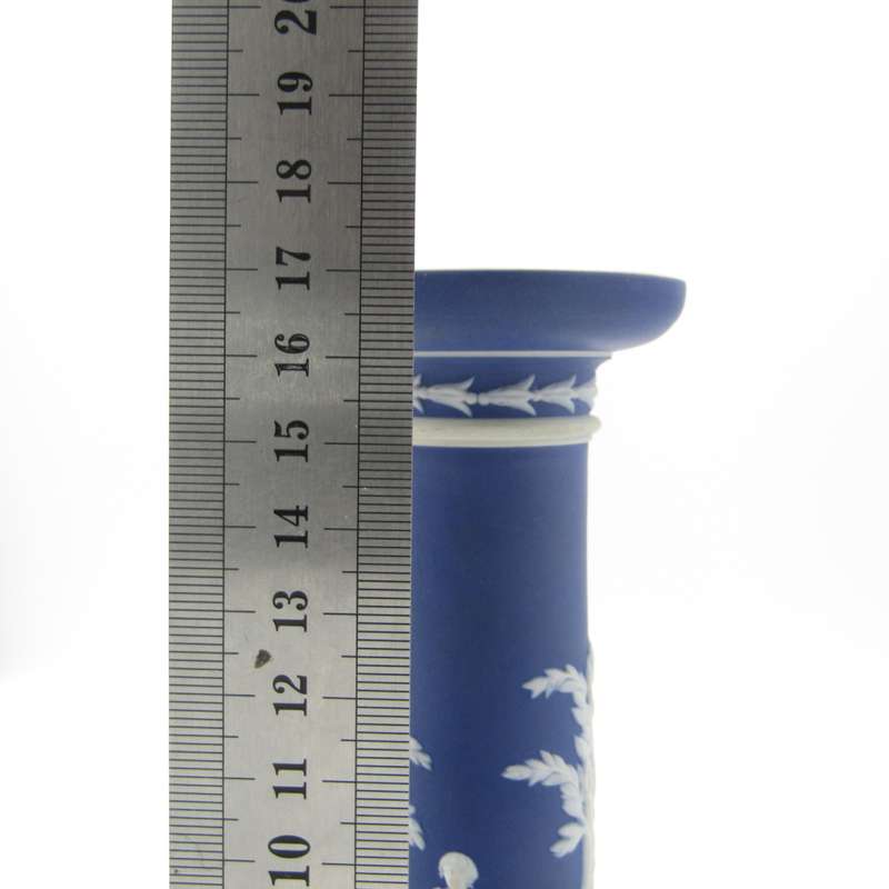 Antique Wedgwood Jasperware cobalt blue pair of candle stick - circa 1869 as per date marks