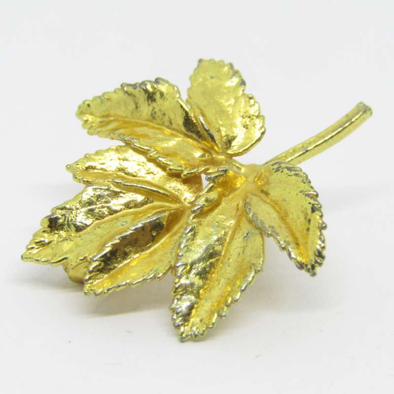 Flora Danica Sterling silver 24kt gold encrusted leaf brooch