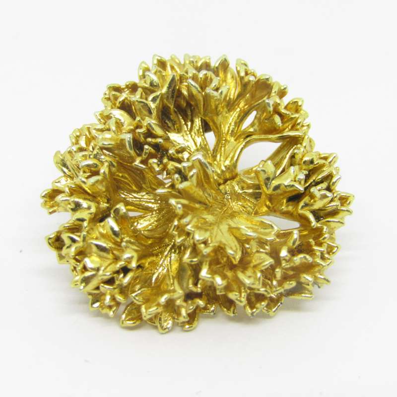 Flora Danica Sterling silver 24kt gold encrusted Parsley leaf brooch