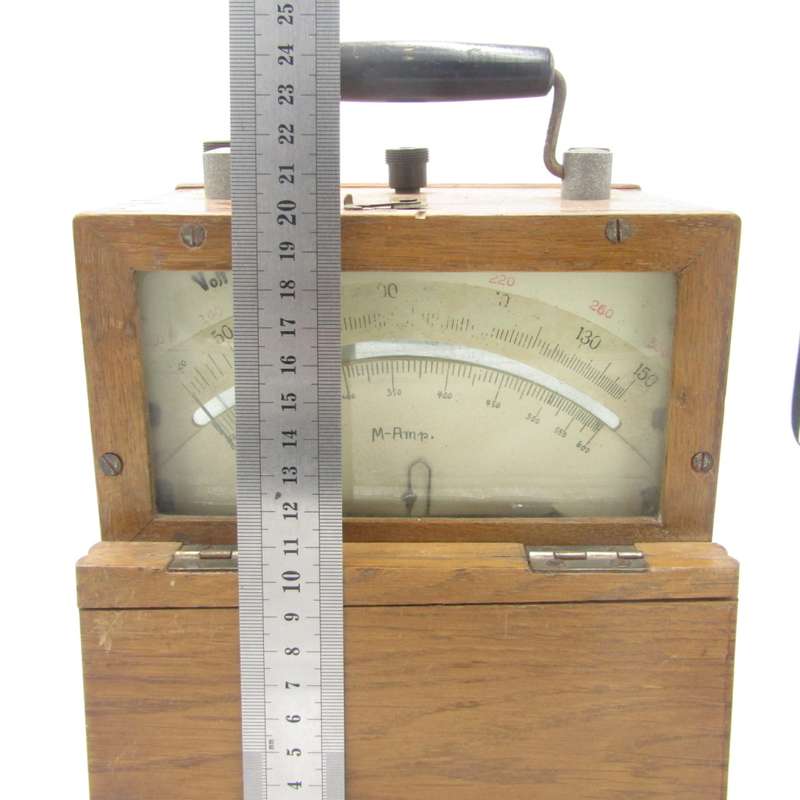 Vintage Analog Amp meter in wooden box