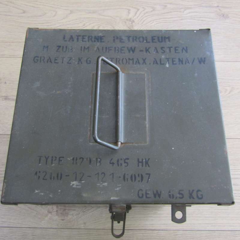 Vintage German Bundeswehr Petromax petroleum lantern - excellent condition in steel case