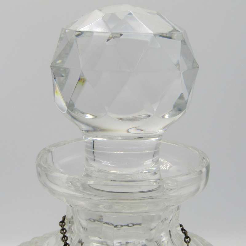 Vintage Staurt Crystal Whiskey decanter with hallmarked sterling silver necktag - fine chips on side
