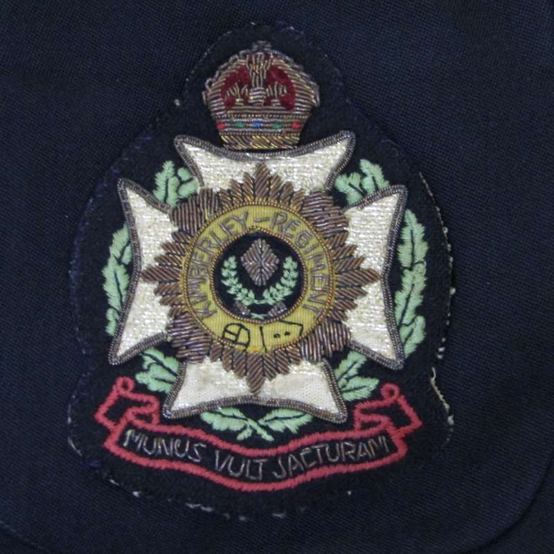 WW2 Kimberley regiment bullion wire cloth badge on Veteran tunic