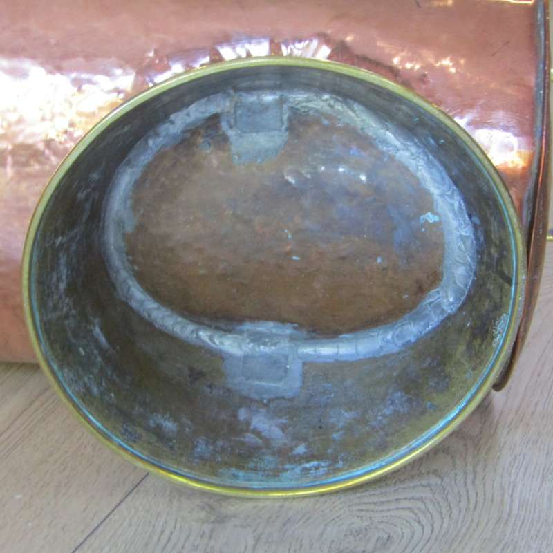 Antique Copper and brass coal scuttle bucket - beautiful piece