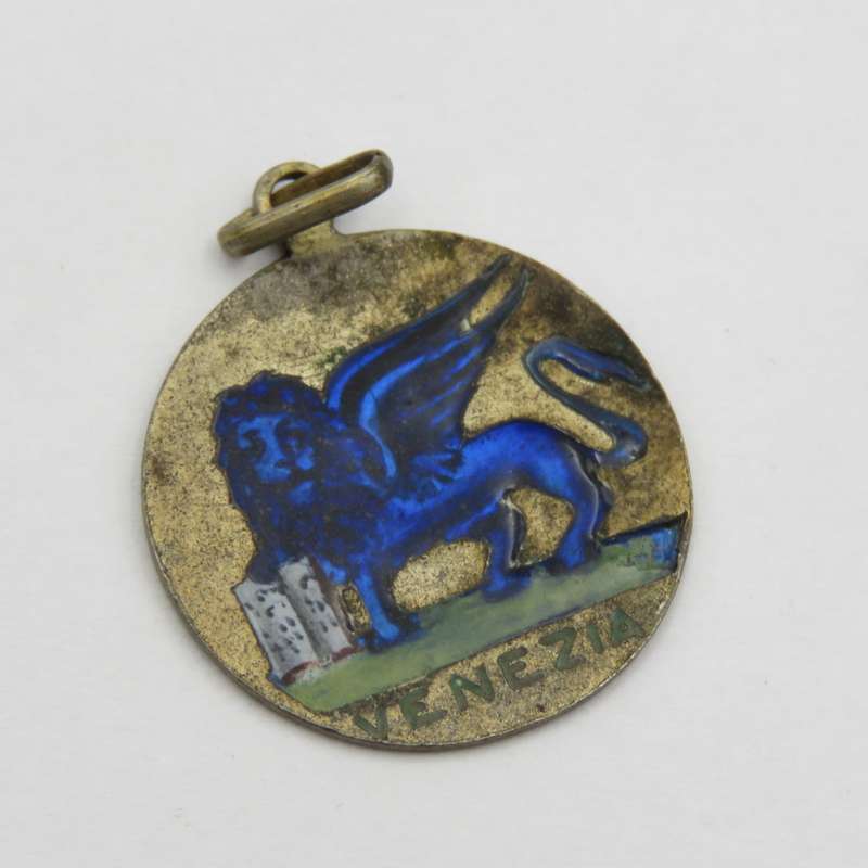 Venezia blue enameled pocket watch fob - vintage
