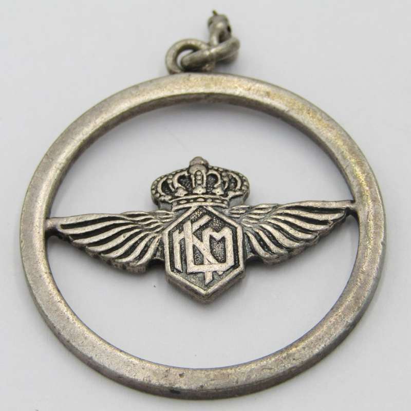 Herman Hoorkaas made silverplated KLM pilot`s wings in pendant