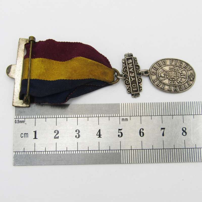 10 Years Church Lads Brigade service medal - sterling silver