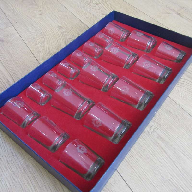 Vintage SA Police Liquor glasses set in box