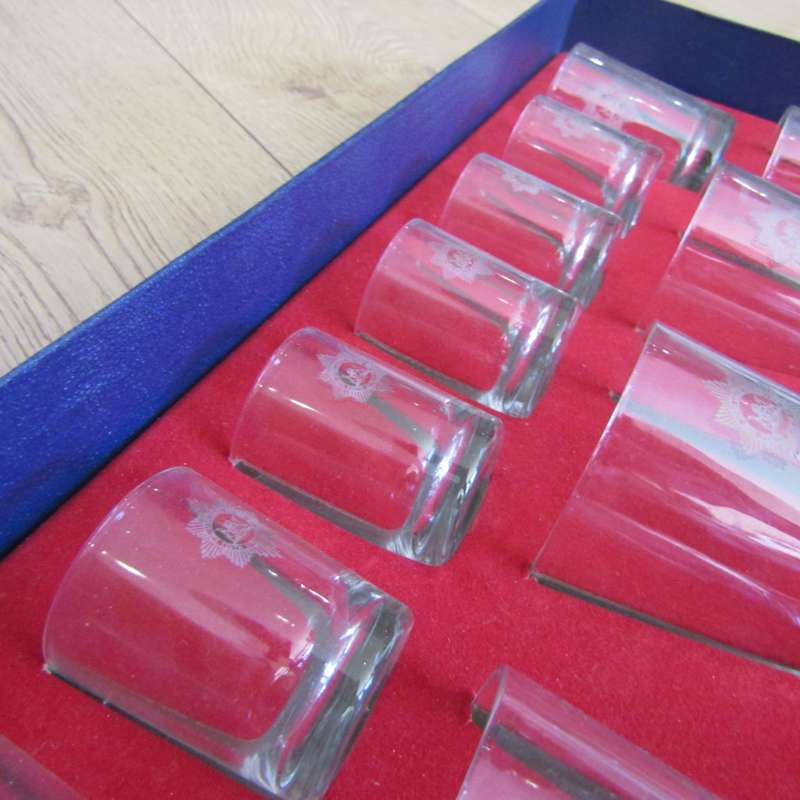 Vintage SA Police Liquor glasses set in box