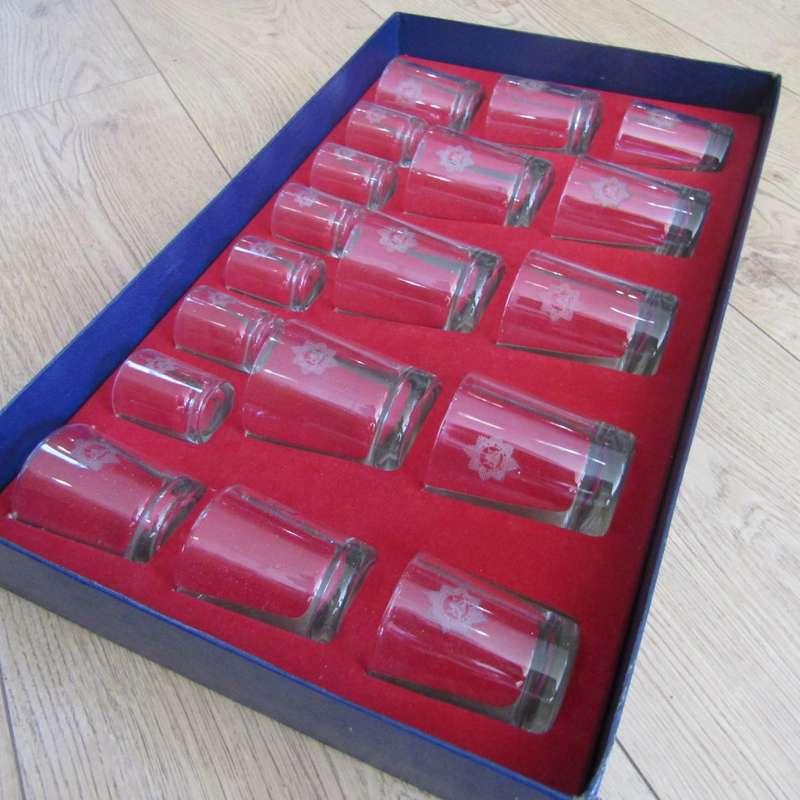 Vintage SA Police Liquor glasses set in box