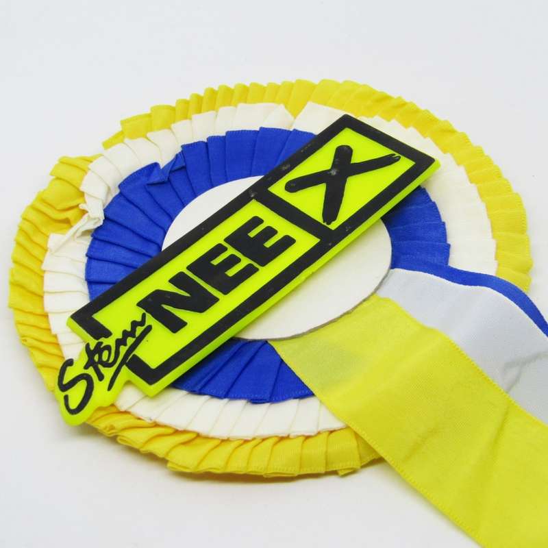 Original 1983 referendum South Africa Stem Nee badge on orange, white and blue rosette