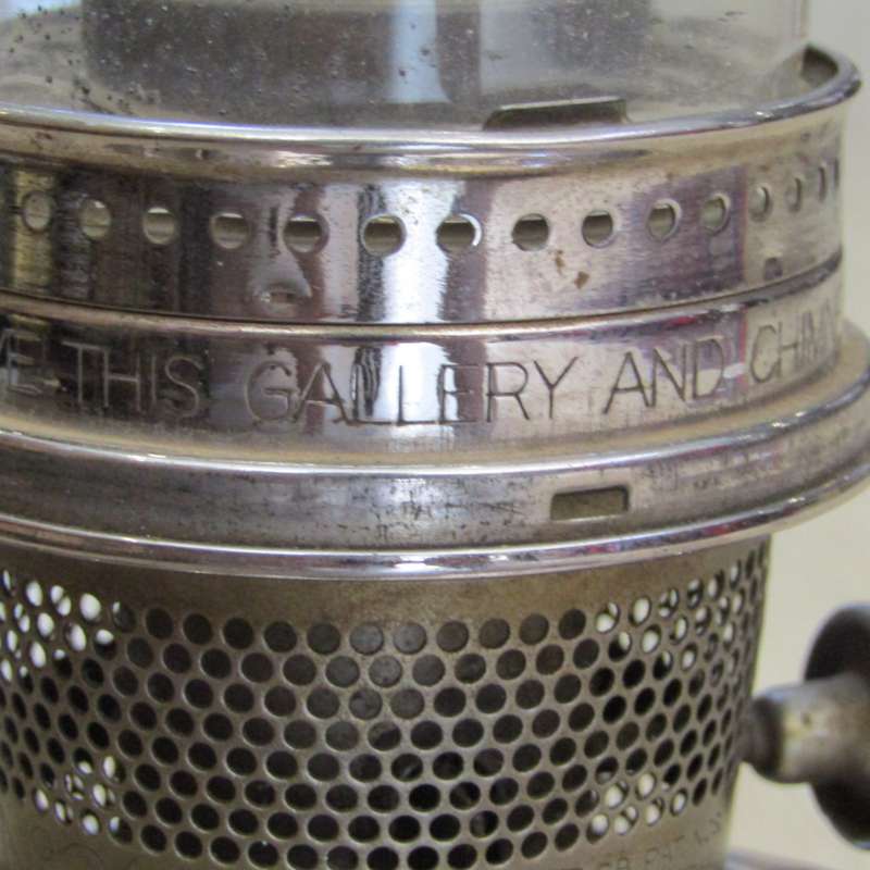 Vintage Aladdin paraffin lamp with original glass funnel - some cracks