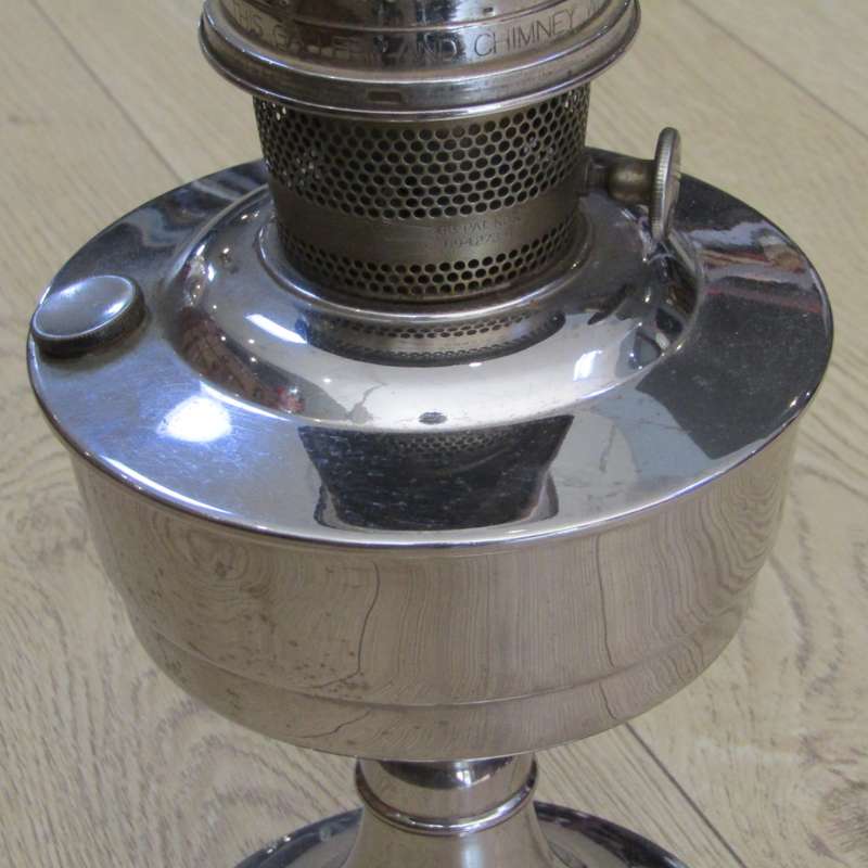 Vintage Aladdin paraffin lamp with original glass funnel - some cracks