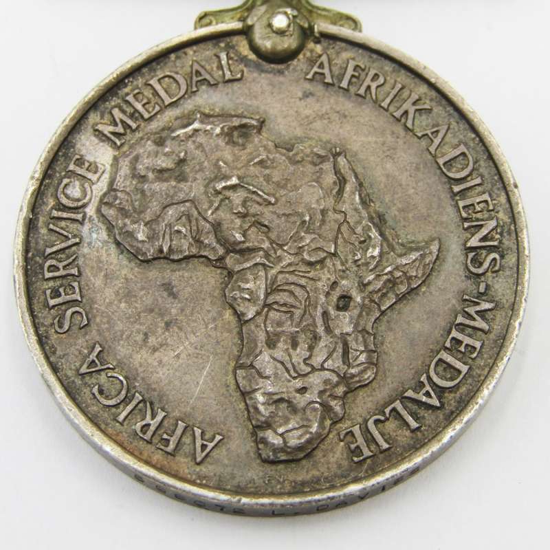 WW2 Africa service medal issued to 596072 L Davies