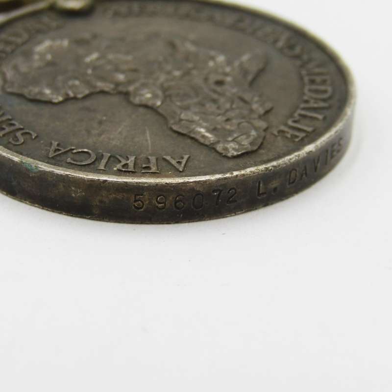 WW2 Africa service medal issued to 596072 L Davies